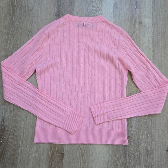 Vintage Southpole Pink Cable Knit Sweater sz Large Y2K 2000s Crewneck Preppy - Picture 5 of 6